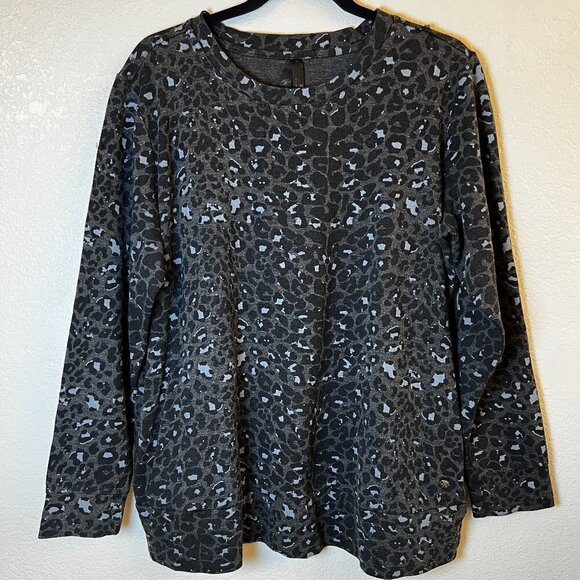 Melissa McCarthy x Seven7‎ Long Sleeve Black Leopard Jersey Tunic Top XL (READ) - Picture 1 of 10